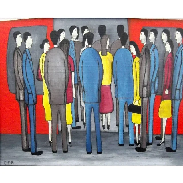 ‘Morning Rush’ Contemporary Figurative Oil Painting by Christopher Barrow 2015