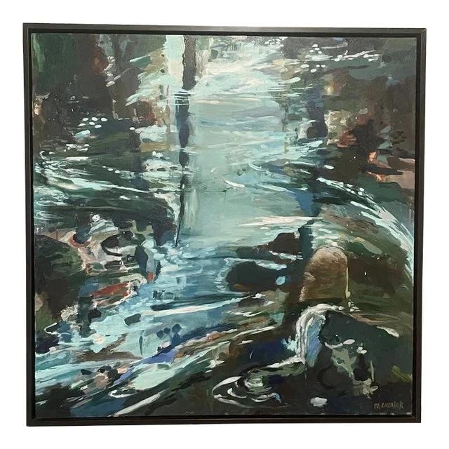 “Breathing Room” Large Abstract Painting Framed.