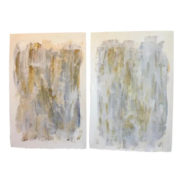 “Castles in the Sky” Contemporary Abstract Acrylic Paintings by Tim Hansen – a Pair