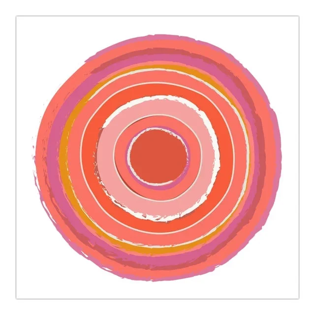 “Circles in Red” Contemporary Geometric Fine Art Print by Melinda Cox 24″ X 24″
