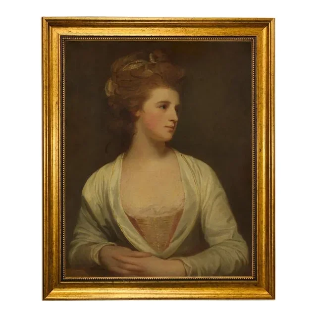 “Emily Bertie Pott” After George Romney, Contemporary Reproduction Print on Canvas, Framed, 16 x 20