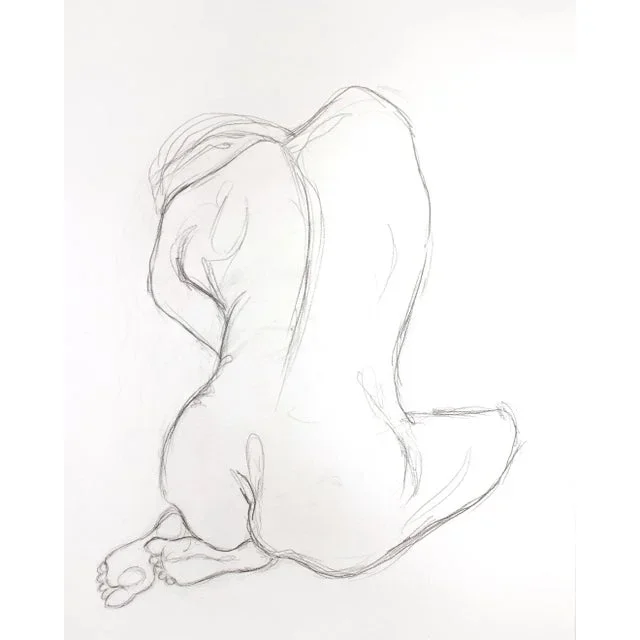 “Figure Sketch No. 12” Contemporary Original Figurative Graphite Drawing by Elizabeth Becker