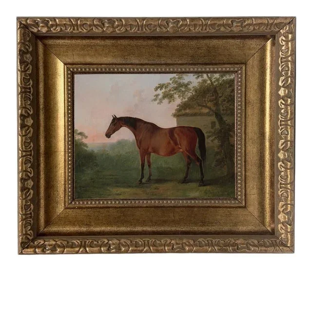 “Juno” After George Stubbs Contemporary Reproduction Print on Canvas, Large Gold, 8 x 10