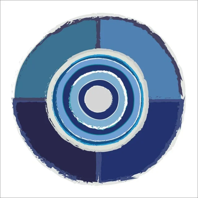 “Quartet in Navy and Blues” Contemporary Geometric Fine Art Print by Melinda Cox 16″ X 16″