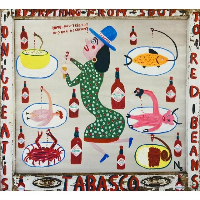 “Tabasco Great on Everything” by Nilo Lanzas Print, Archival Canvas Giclee, Hand Embellished, Framed