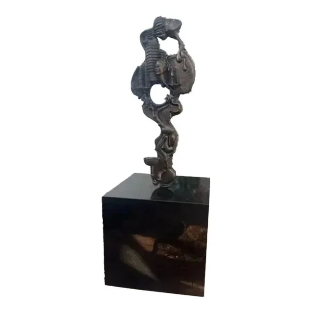 89 Inches Tall Large Bronze Sculpture on Mable Base 1996
