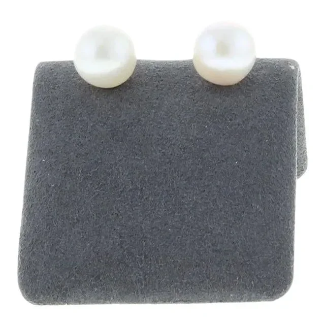 8MM Freshwater Pearl Studs 14k White Gold, 2 Pieces