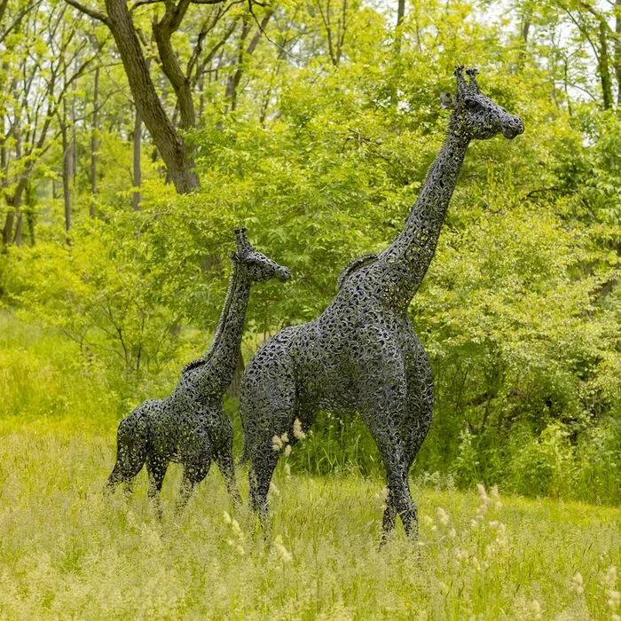 9 Ft Tall Mommy and 7 Ft Tall Baby Giraffe Garden Statues