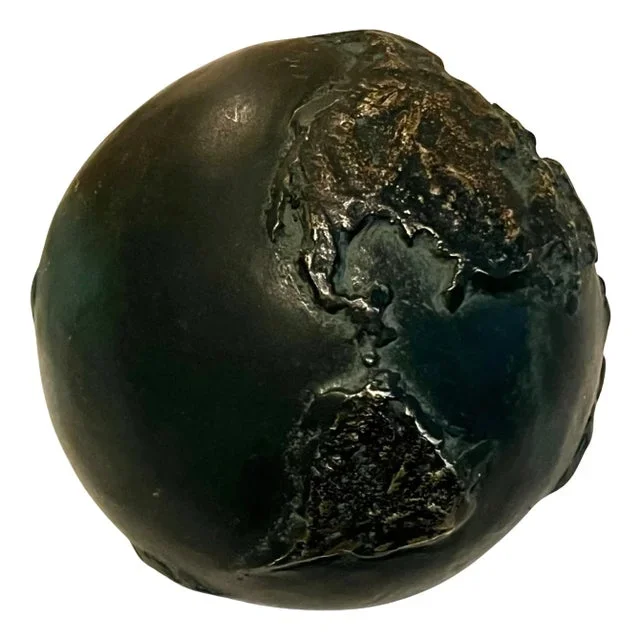 A 4 inch Solid Bronze Globe World Paperweight