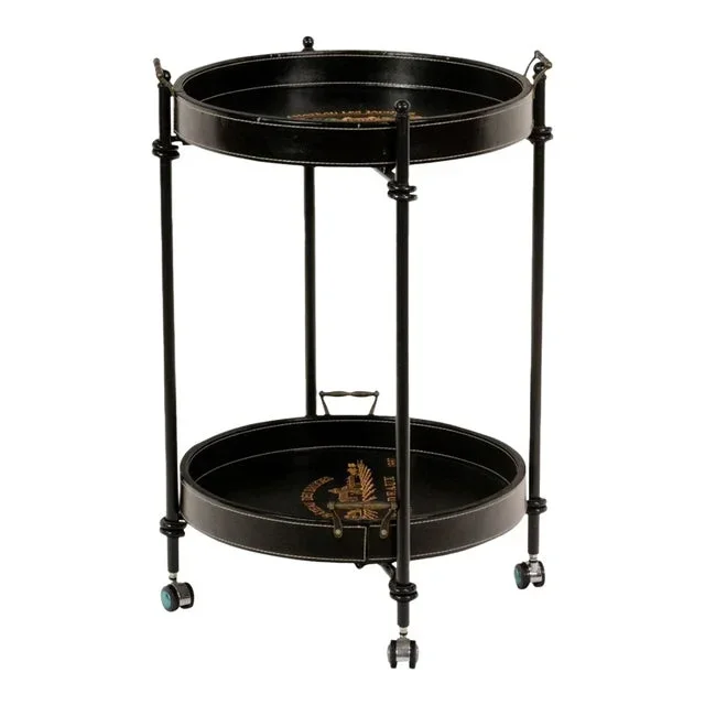 A Contemporary Bar Cart Occasional Table Vineyard Motif, Two Tier Removable Trays
