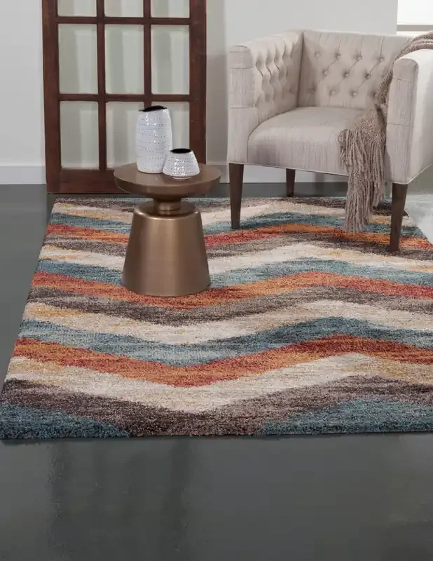 Abacasa Granada 2513 Machine Woven Blue, Brown, Rust, Ivory Area Rugs