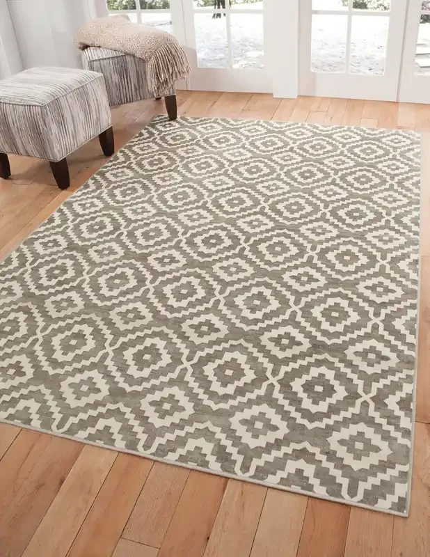 Abacasa Sonoma 7138 Machine-woven Silver-grey, White Area Rugs