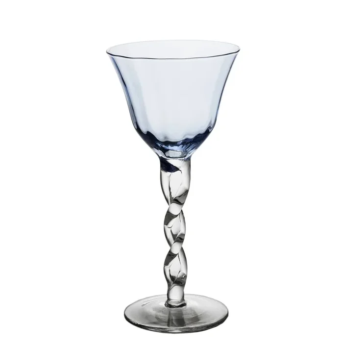 ABIGAILS – ADRIANA Wine Glass Twisted Stem – LIGHT BLUE