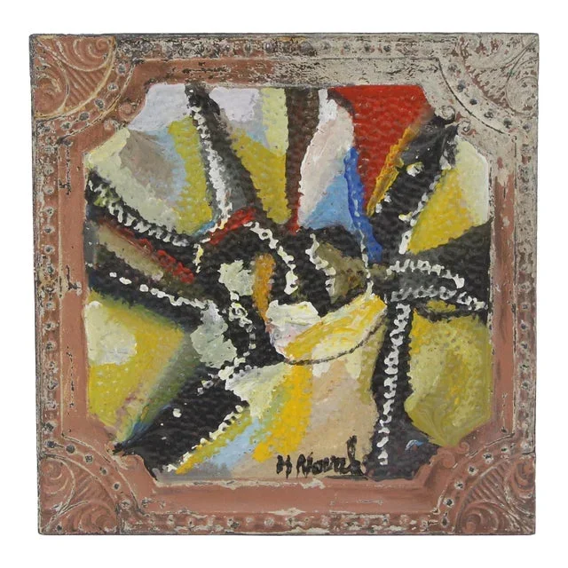 Abstract Colorful Mladen Novak Hammered Tin Panel