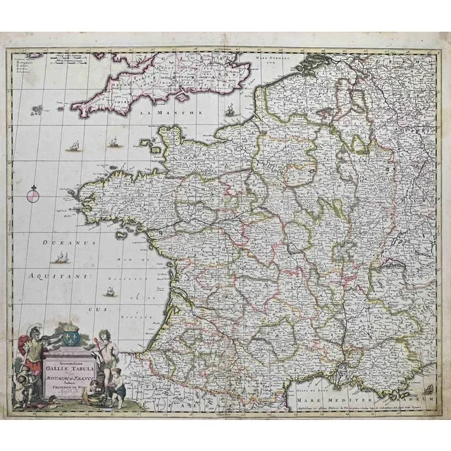 Accuratissima Galliae Tabula Map Etching by Frederick de Wit, 1680s