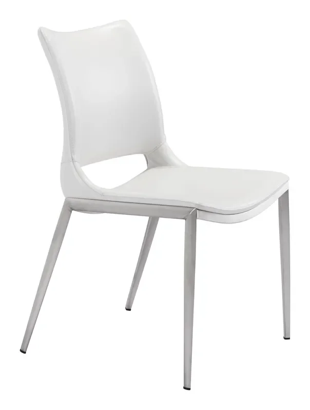 Ace Dining Chair (set Of 2) White & Silver