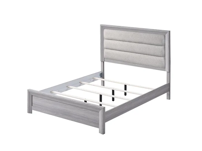 Adelaide Driftwood Queen Upholstered Panel Bed