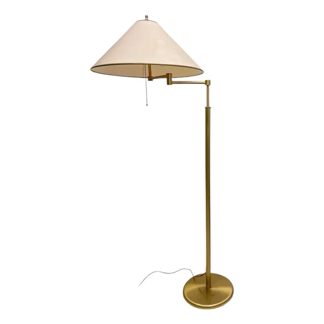 Adjustable Foldable Swing Arm Brass Floor Lamp from Holtkötter, 1970s