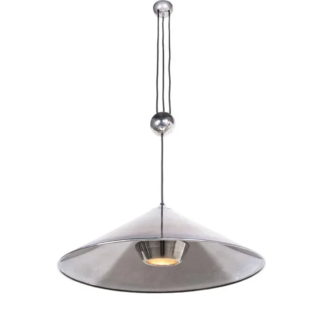 Adjustable Nickel Pendant Lamp KEOS by Florian Schulz, 1960s