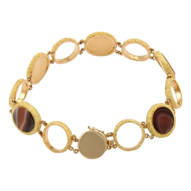 Agate Circles 18k Yellow Gold Link Bracelet