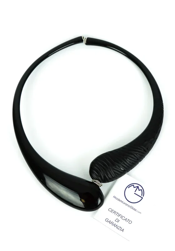 Agatha – Collana Due Gocce Nera Incisa