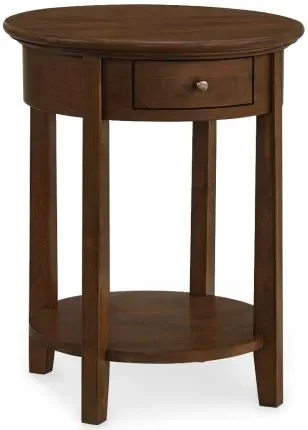 Alder Wood McKenzie Round End Table in Cafe Finish