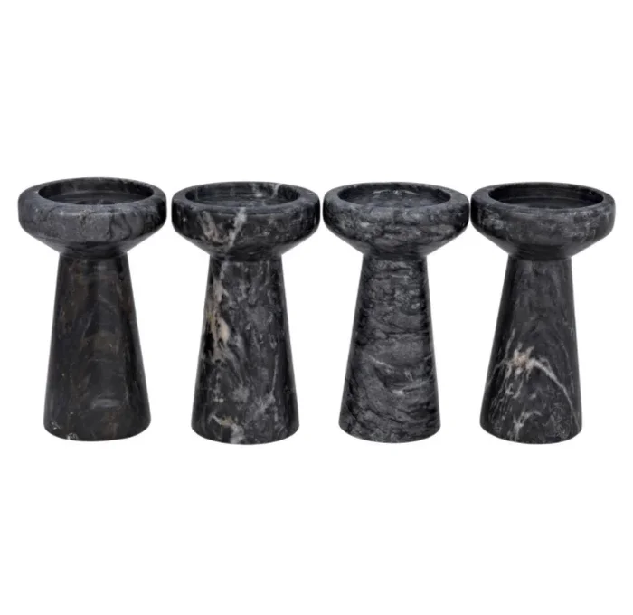 Aleka Decorative Candle Holder, Set/4, A, Black Marble