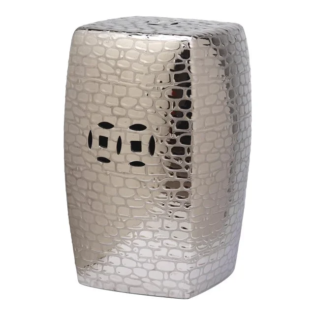 Alfred Garden Stool in Silver