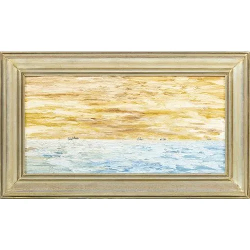 Alfredo Ramos Ayres Pereira, Sea Off the Beach of Madalena Vila Nova De Gaia, Oil Painting on Glass