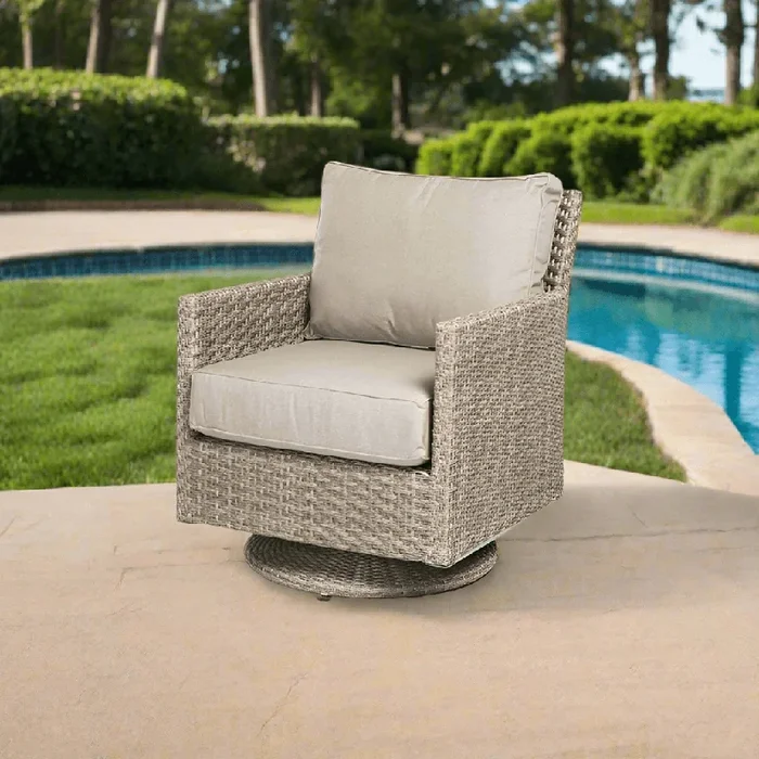 Alfresco Home Cornwall Vintage Wicker Swivel Glider Lounge Chair