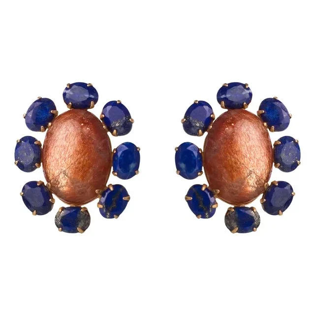 Allegra Large Studs, Orange, Clip On