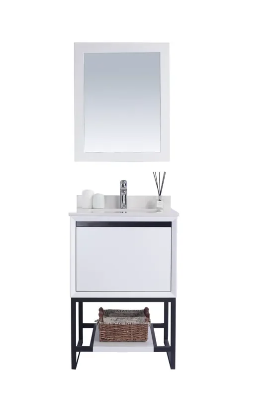Alto 24 – White Cabinet + White Quartz Countertop
