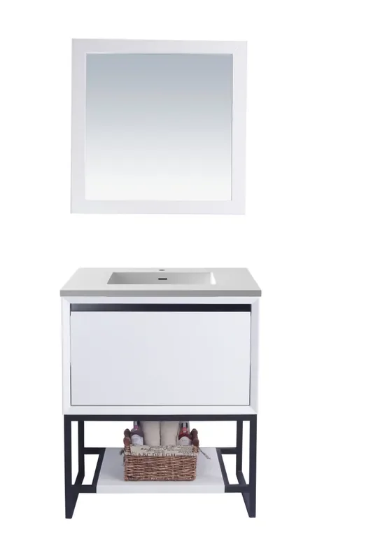 Alto 30 – White Cabinet + Matte White Viva Stone Solid Surface Countertop