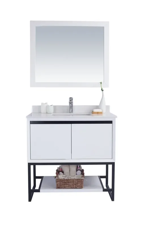 Alto 36 – White Cabinet + White Quartz Countertop