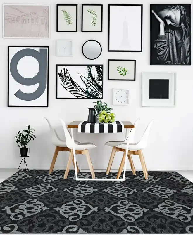 Amer Rugs Piazza PAZ-25 Ebony Gray Power-loomed Area Rugs