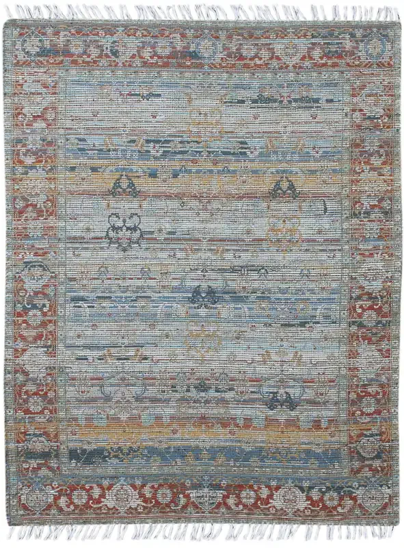Amer Rugs Prairie PRE-4 Blue-Rust Blue Hand-woven Area Rugs