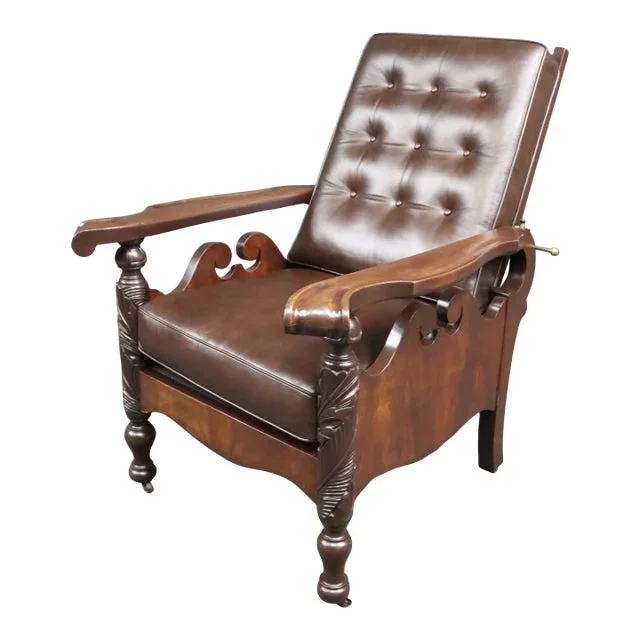 American Empire Acanthus Carved Morris Chair