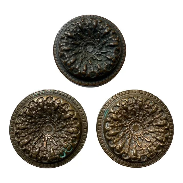 American Victorian Cast Bronze Elaine Door Knobs- A Set of 3