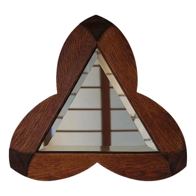 Amsterdam School Trefoil Mirror in Oak and Ebony Macassar, 1930s
