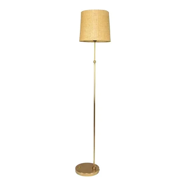 Ancora-P Contemporary Adjustable Brass Wicker Floor Lamp
