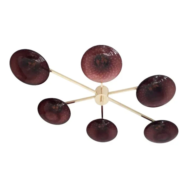 Angelo Natural Brass Amethyst Bubbles Glass Flush Mount by Fabio Ltd
