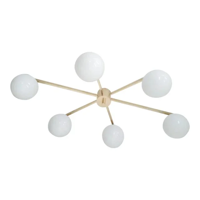 Angelo Natural Brass Glossy White Globe Flush Mount by Fabio Ltd