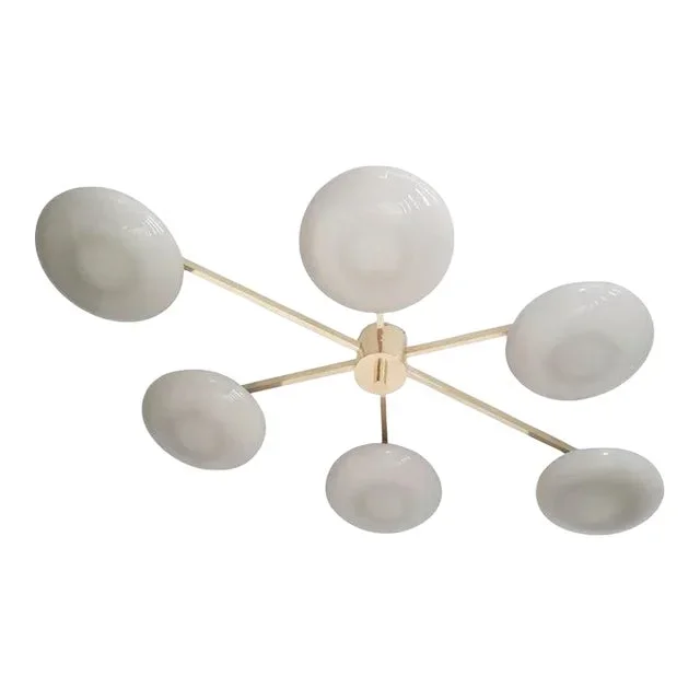 Angelo Natural Brass Gray Glass Flush Mount by Fabio Ltd