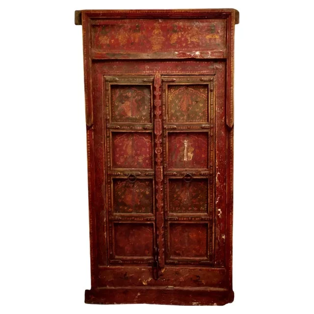 Anglo Indian Painted Doors in Original Frame, 1880