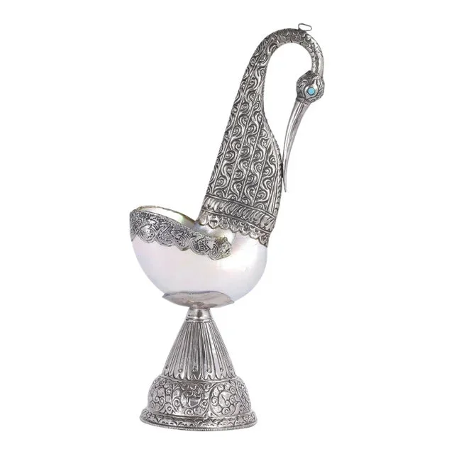 Anglo Indian Seashell and Metal Swan