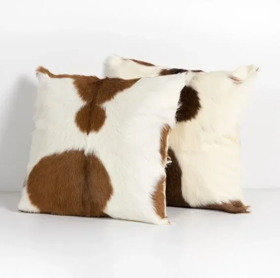 Angora Short Hair Pillow-Brown & White