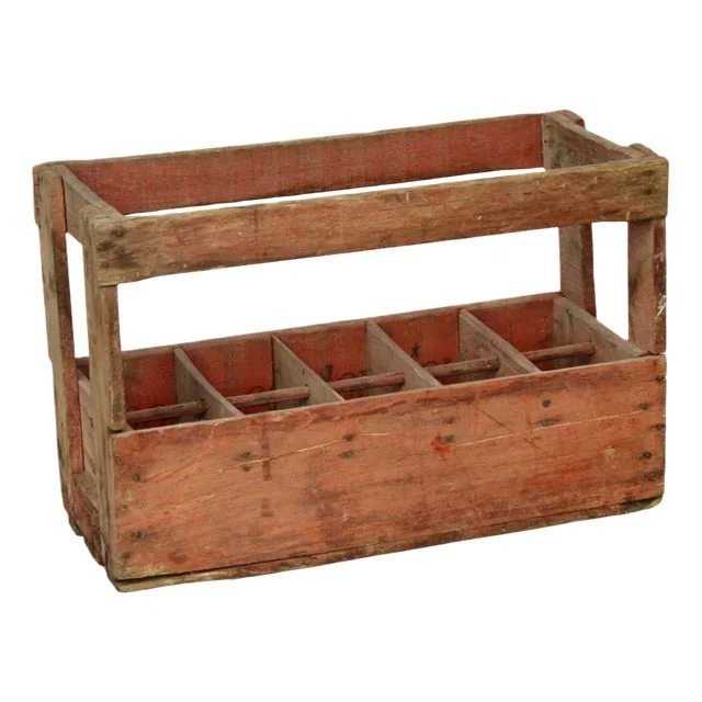 Anitque French Wooden Bottle Crate, 1900s