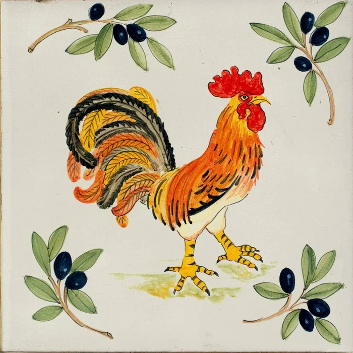 ANTICA DERUTA: Large Hand Painted Ceramic Authentic Deruta Tile