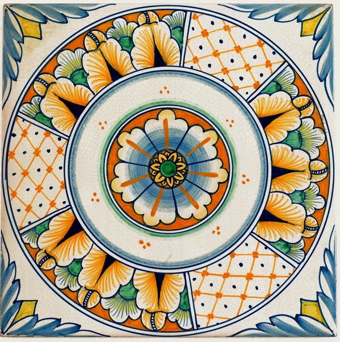 ANTICA DERUTA: Large Hand Painted Ceramic Authentic Deruta Tile