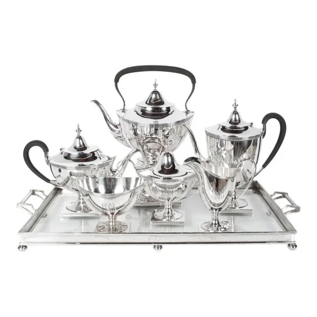 Antique American Art Deco Sterling Silver Tea Coffee Service Richard Dimes 1925